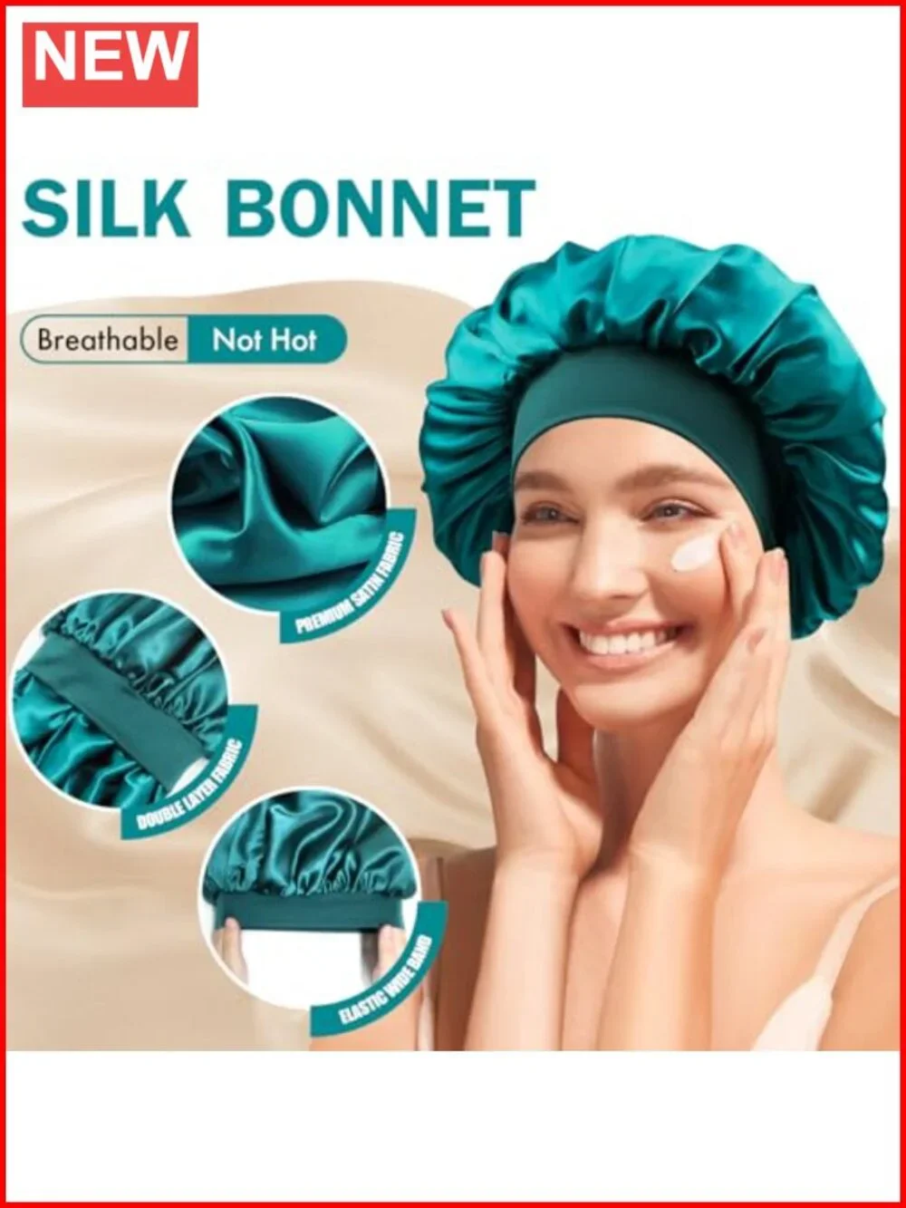 Double Layer Satin Sleep Cap for Curly Hair – Silk Bonnet Hair Protection
